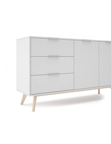 APARADOR CAMPUS 140 x 40, BRANCO e PINHO CERA