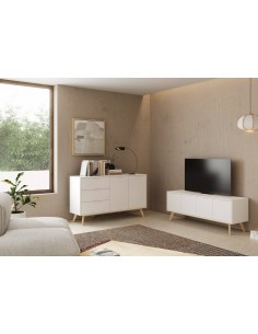 APARADOR CAMPUS 140 x 40, BRANCO e PINHO CERA 2