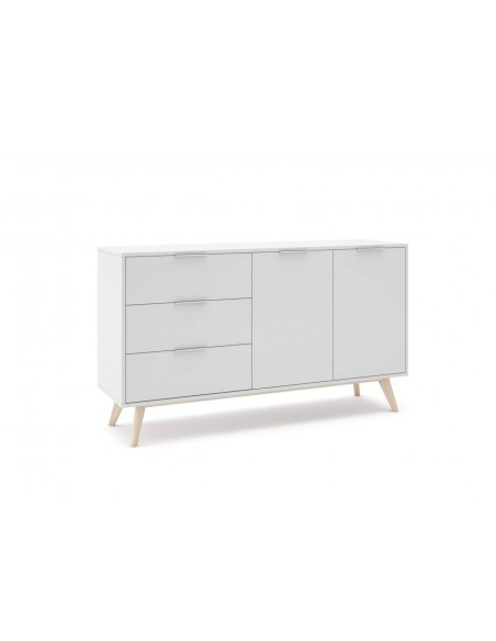 APARADOR CAMPUS 140 x 40, BRANCO e PINHO CERA