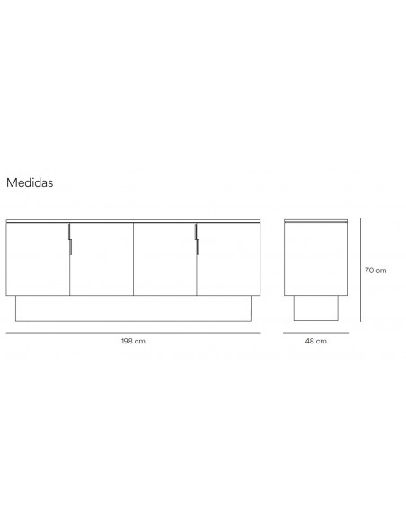 APARADOR Teulat TOTEM 200x50, MDF lacado cor cinza antracite.