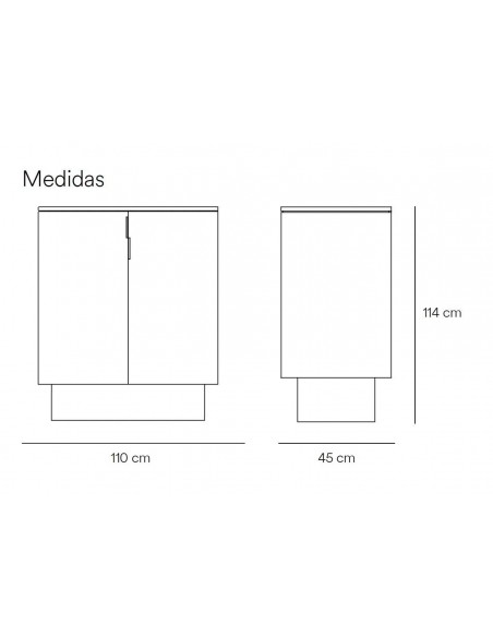 TEULAT MUEBLE AUXILIAR TOTEM 110x45, MDF lacado ARENA.