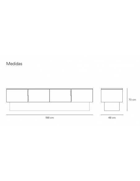 Móvel TV Teulat TOTEM 200x45, MDF lacado cor cinza antracite.