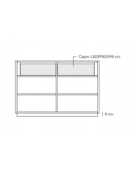 Teulat COMODA DORIC 100 x 48. MDF lacado blanco interior crema.