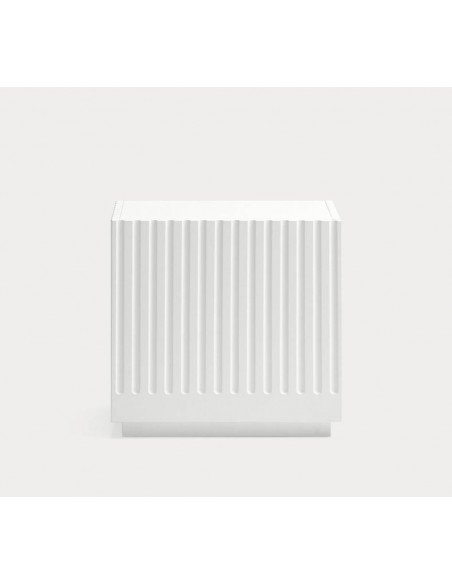 Teulat mesita minimalista DORIC 52x38, MDF lacado blanco interior crema.