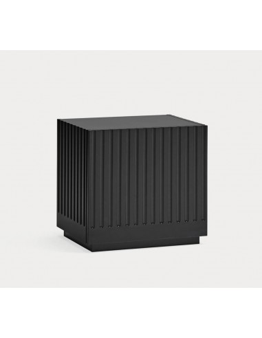 Mesa de cabeceira minimalista Teulat DORIC 52x38, MDF lacado preto, dentro antracite.