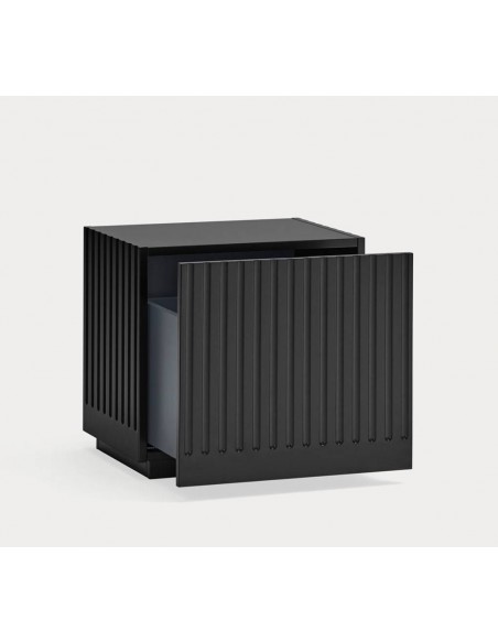 Teulat mesita minimalista DORIC 52x38, MDF lacado negro interior atracita.