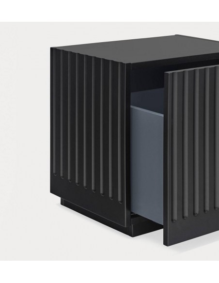 Mesa de cabeceira minimalista Teulat DORIC 52x38, MDF lacado preto, dentro antracite.