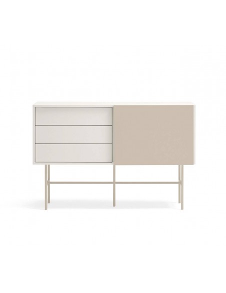 Aparador Teulat NUBE 140 x 45, MDF lacado cor creme e areia.