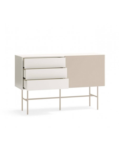Aparador Teulat NUBE 140 x 45, MDF lacado cor creme e areia.