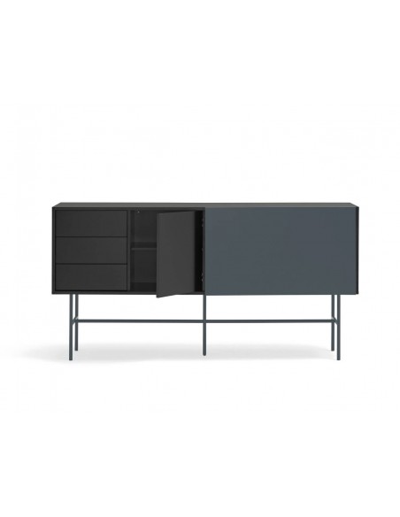 Aparador Teulat NUBE 180 x 45, MDF lacado cor preto e antracite.
