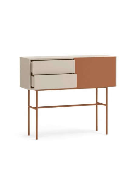 Teulat consola recibidor minimalista NUBE 110 x 35, MDF lacado arena y arcilla.