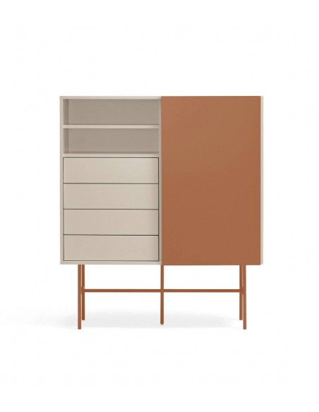 Móvel auxiliar alto Teulat NUBE 120 x 45, MDF lacado areia e argila.
