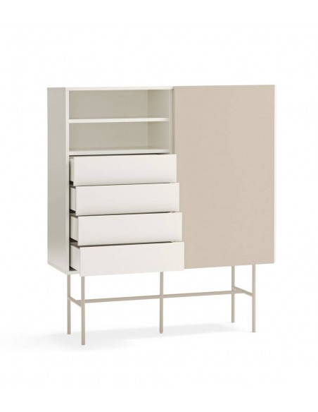 Móvel auxiliar alto Teulat NUBE 120 x 45, MDF lacado creme e areia.