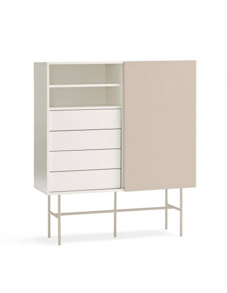 Teulat mueble auxiliar alto NUBE 120 x 45, MDF lacado crema y arena.