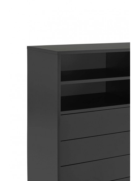 Teulat mueble auxiliar alto NUBE 120 x 45, MDF lacado negro y antracita.