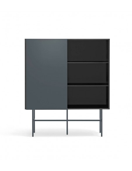 Teulat mueble auxiliar alto NUBE 120 x 45, MDF lacado negro y antracita.