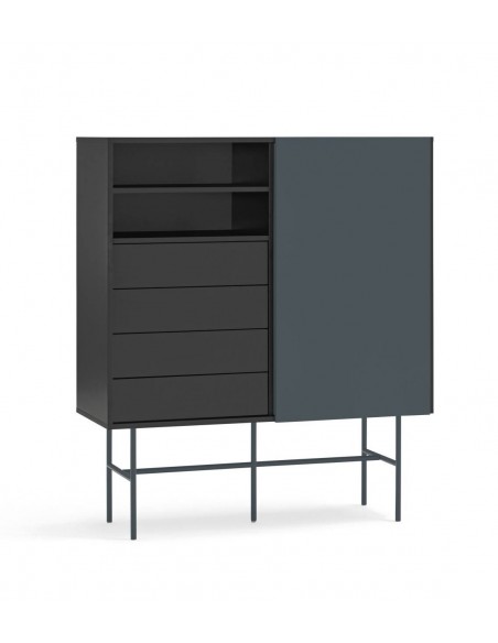 Móvel auxiliar alto Teulat NUBE 120 x 45, MDF lacado preto e antracite.