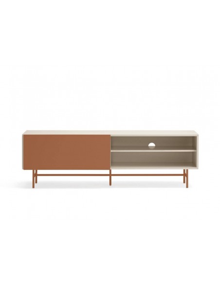 Teulat mueble de Tv NUBE 180 x 40, MDF lacado arena y arcilla.