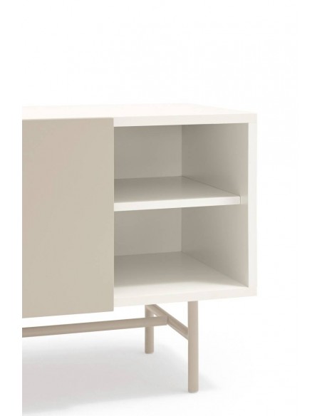 Teulat mueble de Tv NUBE 180 x 40, MDF lacado crema y arena.