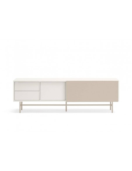 Teulat mueble de Tv NUBE 180 x 40, MDF lacado crema y arena.