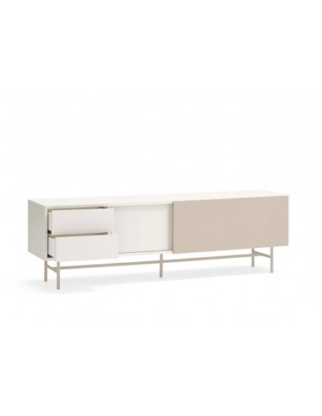 Teulat mueble de Tv NUBE 180 x 40, MDF lacado crema y arena.