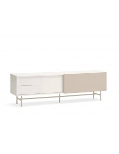 Teulat mueble de Tv NUBE 180 x 40, MDF lacado crema y arena.