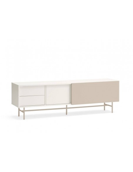 Teulat mueble de Tv NUBE 180 x 40, MDF lacado crema y arena.