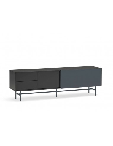 Teulat mueble de Tv NUBE 180 x 40, MDF lacado negro y antracita.