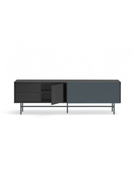 Teulat mueble de Tv NUBE 180 x 40, MDF lacado negro y antracita.