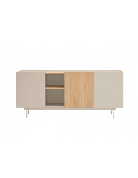 Teulat aparador OTTO 180 x 45. MDF arena y roble, base de metal.