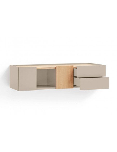 Teulat consola a pared OTTO 110 x 35. MDF arena y roble.