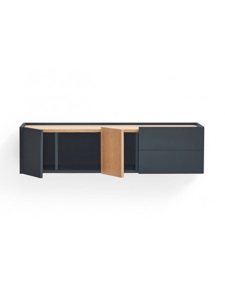Teulat consola a pared OTTO 110 x 35. MDF gris antracita y roble.