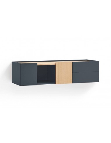 Teulat consola a pared OTTO 110 x 35. MDF gris antracita y roble.