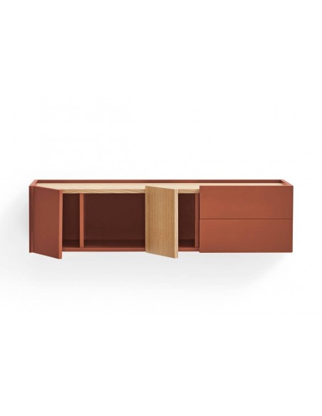 Teulat consola a pared OTTO 110 x 35. MDF teja y roble.