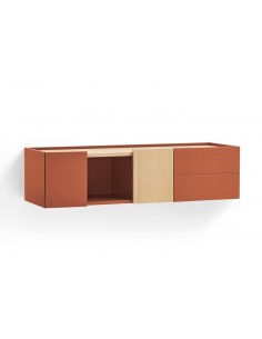 Teulat consola a pared OTTO 110 x 35. MDF teja y roble.