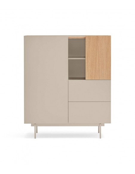 Teulat mueble auxiliar alto OTTO 100 x 40. MDF lacado arena y roble.