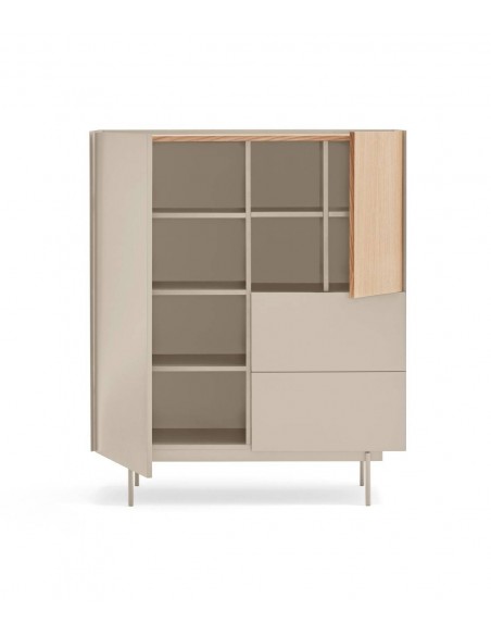 Teulat mueble auxiliar alto OTTO 100 x 40. MDF lacado arena y roble.