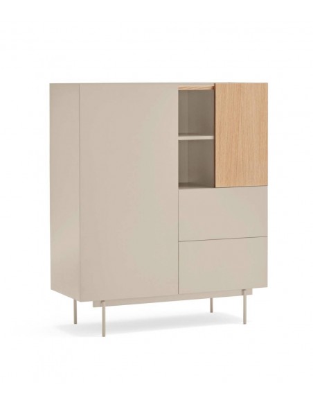 Teulat mueble auxiliar alto OTTO 100 x 40. MDF lacado arena y roble.