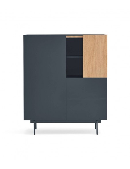 Teulat mueble auxiliar alto OTTO 100 x 40. MDF lacado gris antracita y roble.