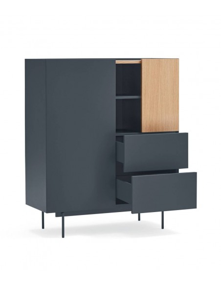 Teulat mueble auxiliar alto OTTO 100 x 40. MDF lacado gris antracita y roble.