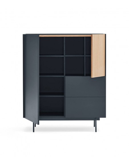 Teulat mueble auxiliar alto OTTO 100 x 40. MDF lacado gris antracita y roble.