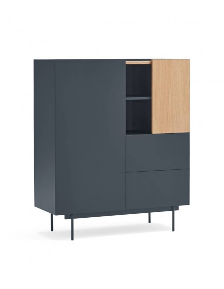 Teulat mueble auxiliar alto OTTO 100 x 40. MDF lacado gris antracita y roble.