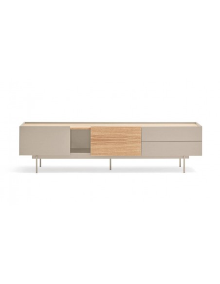 Móvel TV Teulat OTTO 180 x 40, MDF lacado areia e carvalho.