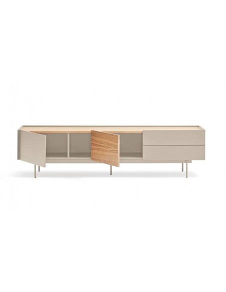 Teulat mueble de Tv OTTO 180 x 40, MDF lacado arena y roble.