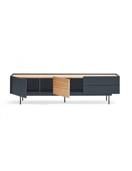 Teulat mueble de Tv OTTO 180 x 40, MDF lacado gris antracita y roble.