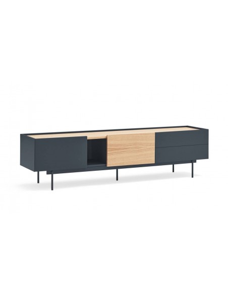 Teulat mueble de Tv OTTO 180 x 40, MDF lacado gris antracita y roble.