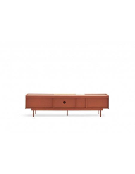 Teulat mueble de Tv OTTO 180 x 40, MDF lacado teja y roble.