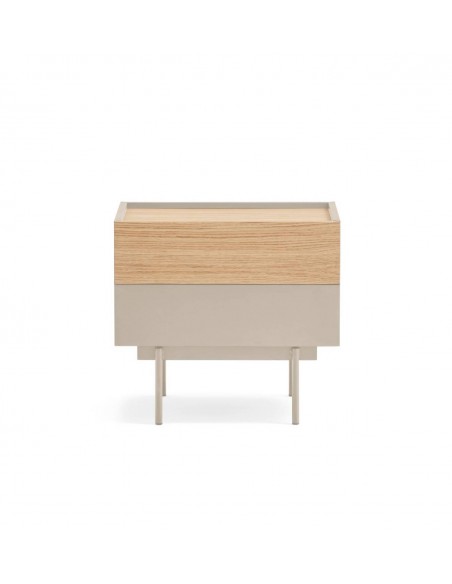 Teulat mesita OTTO 50 X 35. MDF arena y roble, base metal