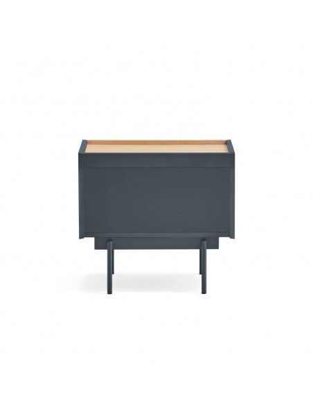 Mesa de cabeceira Teulat OTTO 50 X 35. MDF cinza antracite e carvalho, base metálica