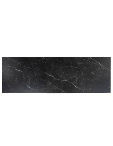Mesa extensible JANET 140 (190-240) x 90. Porcelánico negro y base de metal blanco.
